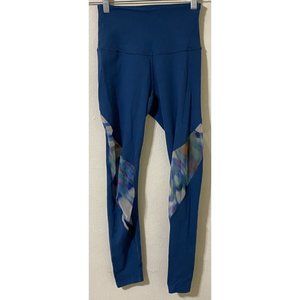 Beyond Yoga Women's Small Teal Tie Dye Mesh Side Panel Leggings 22" x 26" USA